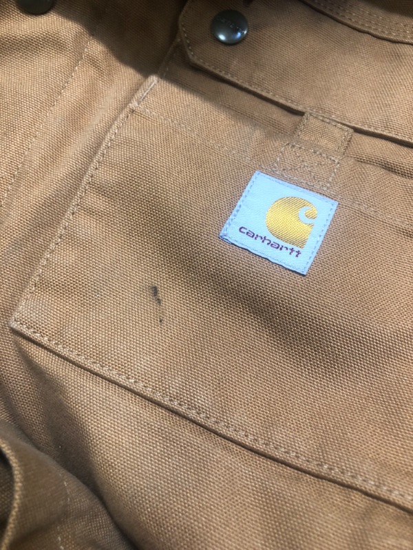 Photo 3 of **DIRTY** Carhartt Men's Relaxed Fit Washed Duck Sherpa-Lined Utility Jacket Medium Carhartt Brown