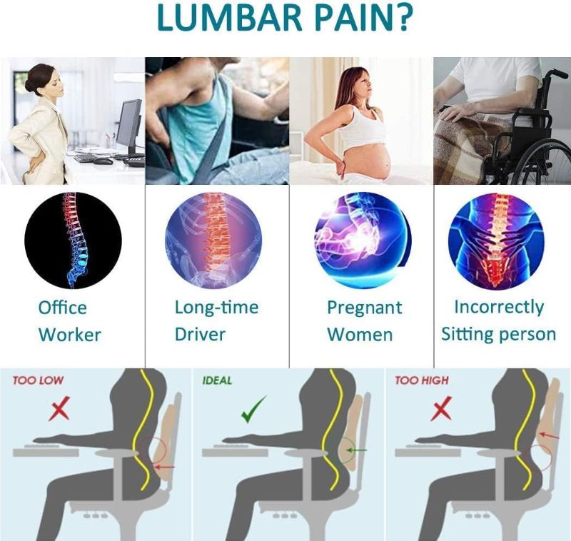 Photo 2 of Lumbar Support Pillow for Office Chair Back Support Pillow for Car, Computer, Gaming Chair, Recliner Memory Foam Back Cushion for Pain Relief Improve Posture, Mesh Cover Double Adjustable Straps