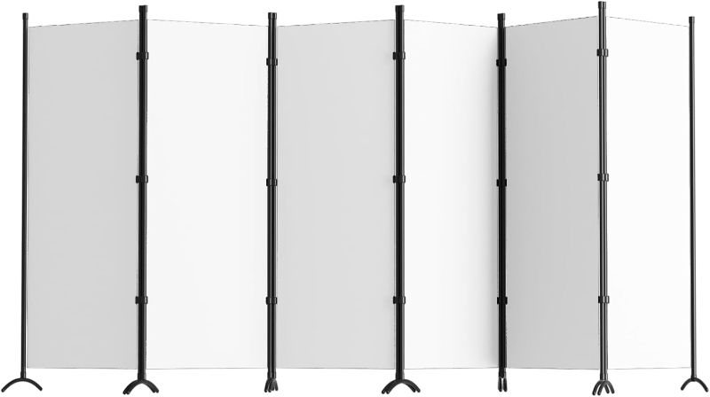 Photo 1 of **USED** 6 Panel Room Divider, 6 FT Folding Privacy Panel Screens for Office Home Dorm Separation, Freestanding Patition Screen Fabric Panel Wall, White