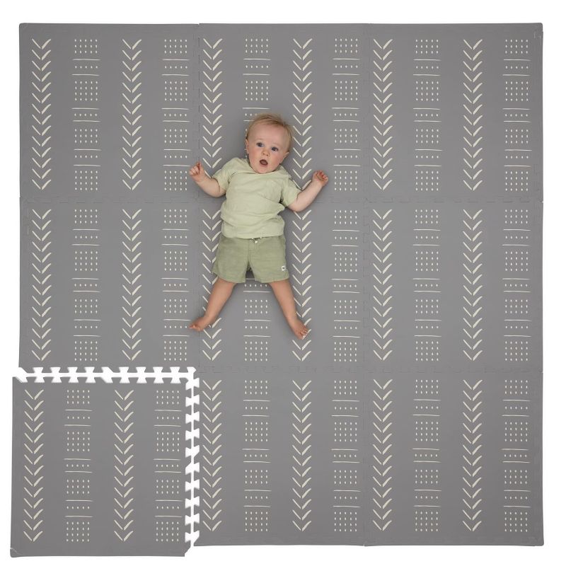 Photo 1 of CHILDLIKE BEHAVIOR Baby Play Mat - Play Pen Tummy Time Mat & Crawling Mat Foam Play Mat for Baby with Interlocking Floor Tiles 72x72 Inches Puzzle - Baby Floor Mat Infants & Toddlers