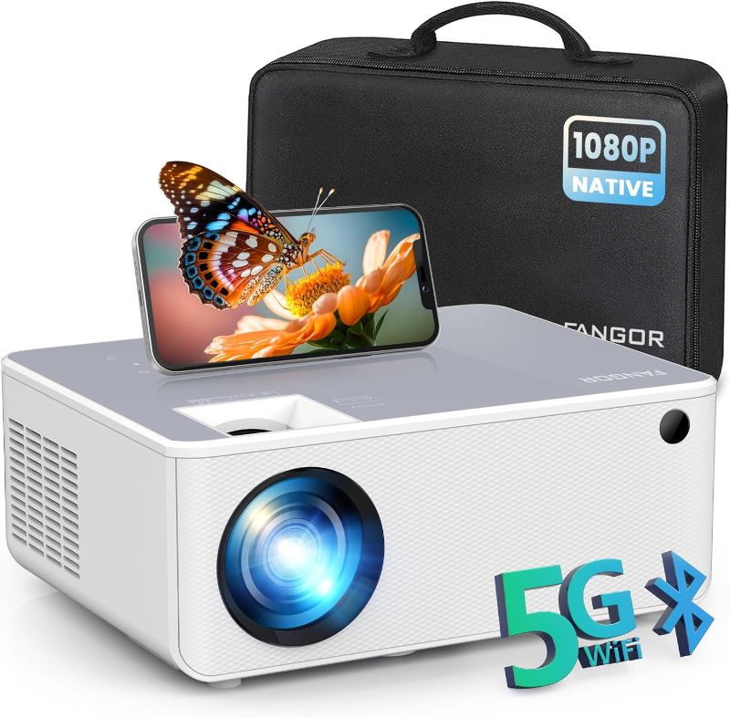 Photo 1 of FANGOR 1080P HD Projector, WiFi Bluetooth Projectors, Max 230” Projection Screen Portable Home Theater Video Movie Projector With Tripod, Compatible with HDMI, USB, Laptop, iOS & Android Phone