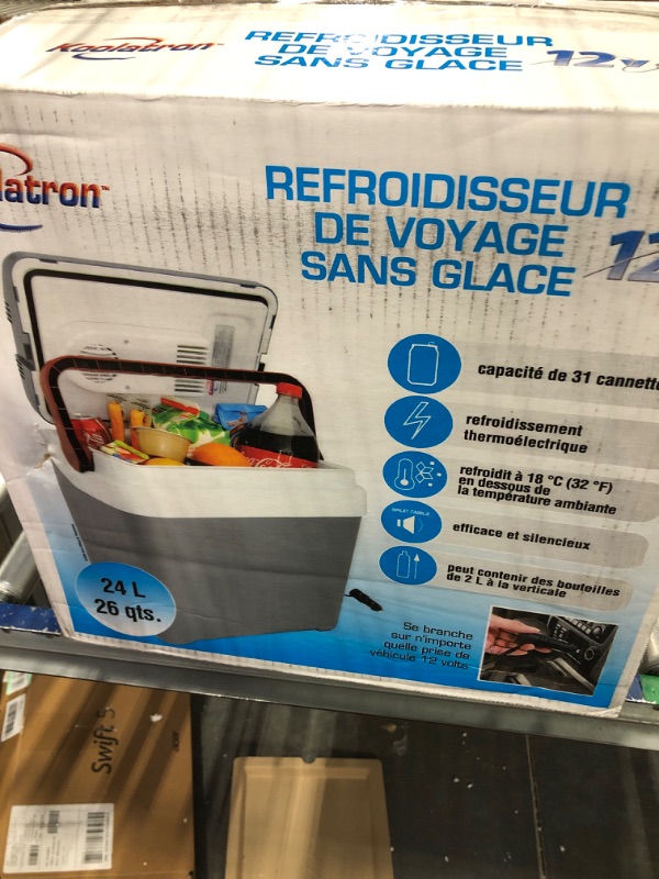 Photo 1 of Koolatron Thermoelectric Iceless 12V Cooler 25 L (26 qt), Electric Portable Car Fridge w/ 12 Volt DC Power Cord, Gray/White, Travel Road Trips Camping Fishing Trucking, Made in North AmericA