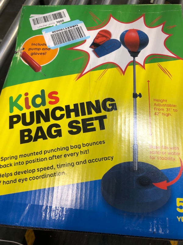 Photo 2 of *GLOVES NOT INCLUDED**TechTools Punching Bag for Kids, Reflex Boxing Bag with Stand - Kids Boxing Set Includes Kids Boxing Gloves - Height Adjustable, Gifts Idea for Boys and Girls Ages 3-8 Years Old
