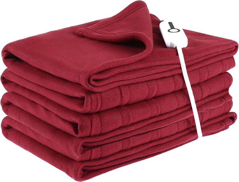 Photo 1 of  Electric Heated Blanket 72"x84" Full Size with 4 Heating Levels and 10 Hours Auto-Off Large Oversized Heating Blanket with Soft Plush Fabric for Bedding RED