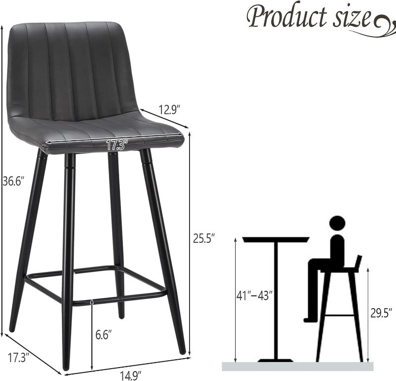 Photo 1 of 
Roll over image to zoom in








VIEW IN YOUR ROOM
TUKAILAi Faux Leather Bar Stools Set of 4, Modern Counter Chairs with Back, Footrest and Metal Legs, Armless Counter Height Barstools for Kitchen Island, Pub, Restaurant (Grey)
Visit the TUKAILAi Store