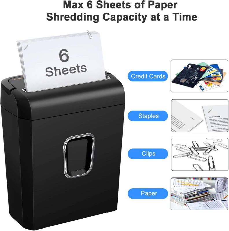 Photo 1 of Bonsaii 6-Sheet Micro-Cut Paper Shredder, P-4 High-Security for Home & Small Office Use, Shreds Credit Cards/Staples/Clips, 3.4 Gallons Transparent Window Wastebasket