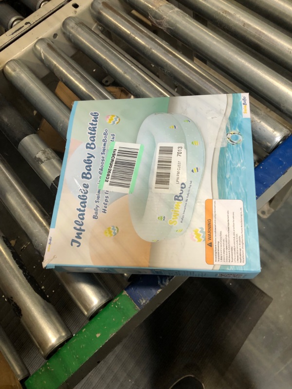Photo 1 of **SMALL** Inflatable Bathtub for Baby Travel Bathtub Seat with Anti-Sliding Saddle Horn Recommended Age 3 to 12 Months (Small) Baby Blue Small (Pack of 1)