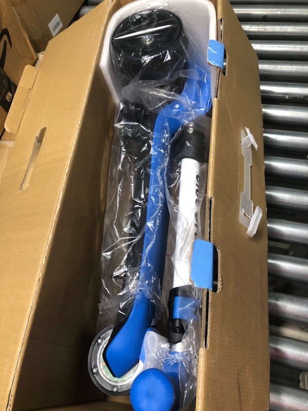 Photo 1 of Elecorange Kid Electric Scooter, Safe Wide Light Up Deck & Wide Wheels, Reliable Thumb Throttle, 3 Adjustable Height, 5Mph Safe Speed, 60min Ride Time, Lightweight, Foldable, Scooter for Kids Ages 3-9 Blue
