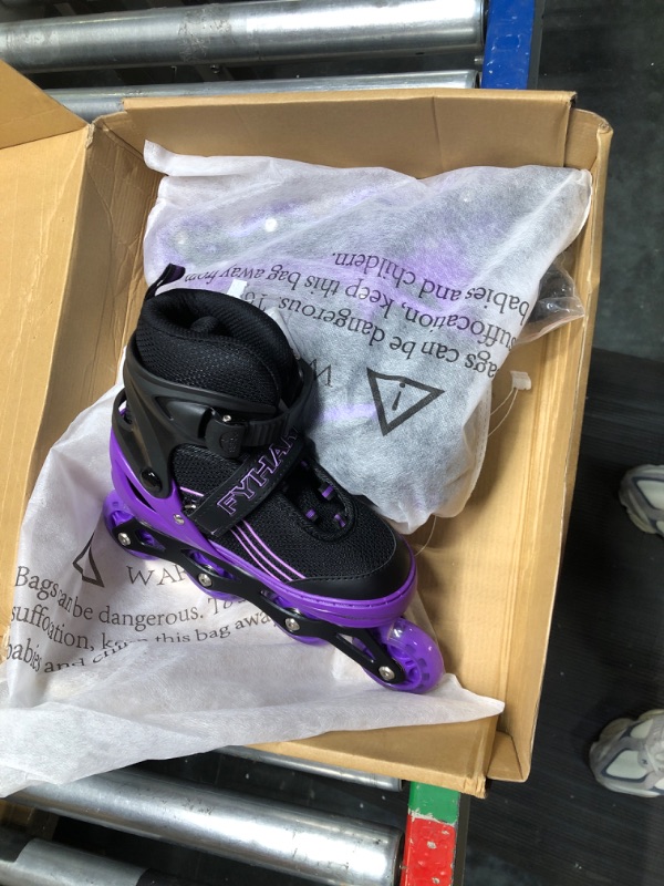 Photo 2 of Adjustable Kids Inline Skates Girls Boys, Purple&Black All Wheels Light up Kids Skates for Beginner Outdoor and Indoor