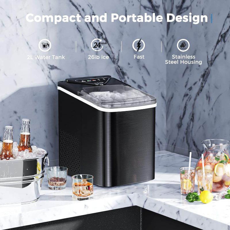 Photo 1 of 
FZF Ice Makers Countertop, Self-Cleaning Function, Portable Electric Ice Cube Maker Machine, 