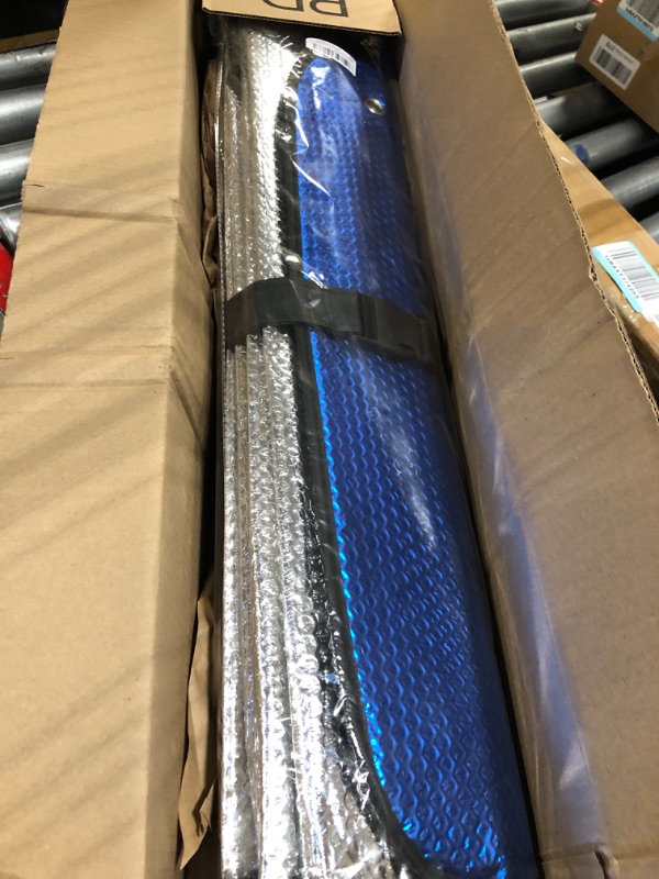Photo 1 of Windshield Sunshade-Thicken 5-Layer Bubble Block Heat and Sun UV Rays,Front Windshield Sun Shade,Sun Visor for Car- Keeps Your Vehicle Cool - 58 x 27.5 Inch (Dark Blue)