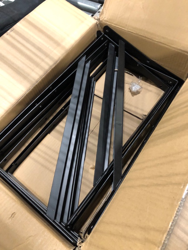 Photo 1 of 16 Pack L20" x H 12" Black Heavy Duty Shelf Brackets with Screws Metal Shelf Brackets Shelf Support Angle Brackets for Shelves L Brackets Heavy Duty Floating Shelf Brackets 16 Pack 20''x12''