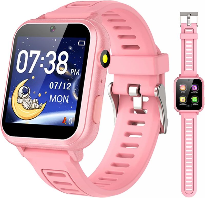 Photo 1 of Kids Smart Watch Girls Gift for Girls Aged 6-12, HD TouchScreen Kids Watch with 26 Games Video Camera Music Pedometer Audiostory Learn Card Educational Toys Birthday Gifts for Girls Ages 5 6 7 8 9 Pink