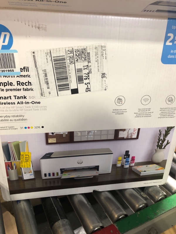 Photo 4 of HP Smart Tank 5000 Wireless All-in-One Ink Tank Printer with up to 2 years of ink included, mobile print, scan, copy, white, 17.11 x 14.23 x 6.19