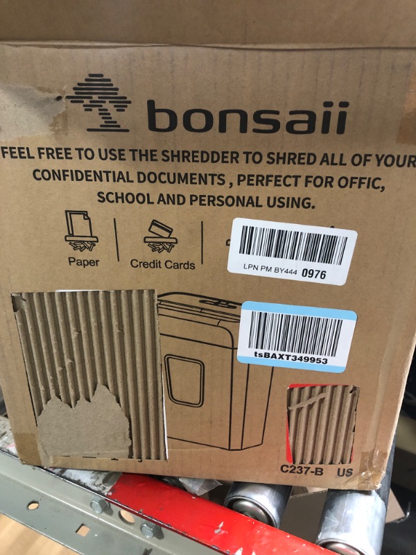 Photo 2 of **USED** Bonsaii 15-Sheet Office Paper Shredder, 40 Mins Heavy Duty Shredder for Home Office, Crosscut Shreder with Anti-Jam System & P-4 High Security Supports CD/Credit Cards/Staple,5 Gal Pullout Bin C169-B 1 5 Sheet-40 mins