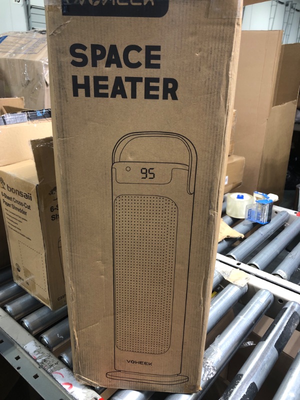 Photo 4 of 24" Space Heater, Voweek 1500W PTC Fast Heating Ceramic Heater for Office, Large Room, Indoor Use, Bedroom, Electric Heater with Thermostat, Remote, 3 Modes, ETL Certified, 12H Timer, 90° Oscillating Black