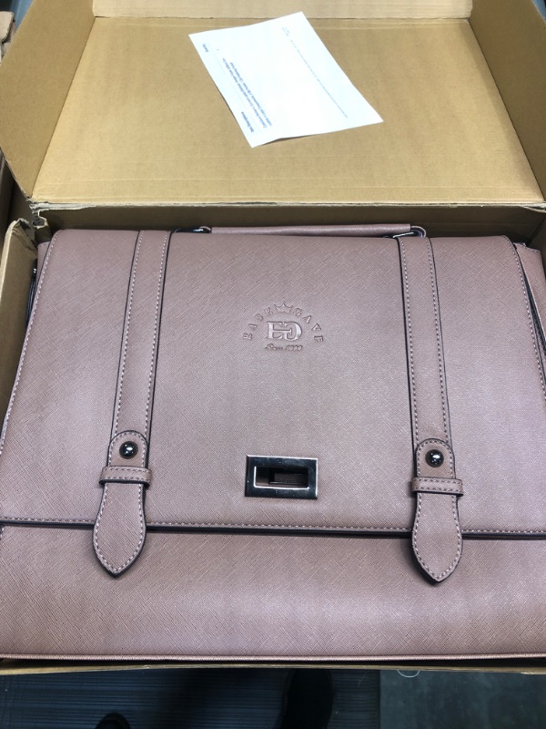 Photo 2 of EaseGave Women's 17 Inch Laptop Briefcase, Vintage Purple Saffiano Eco-leather, Multi-Compartment, 3 lb Weight Capacity 