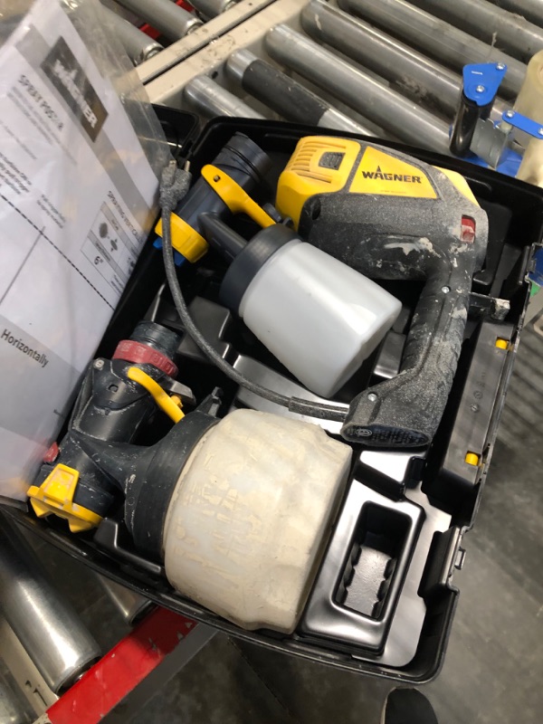 Photo 1 of Wagner Spraytech 02419307 FLEXiO 595 Handheld HVLP Paint Sprayer, Sprays Most Unthinned Latex, Includes Two Nozzles - iSpray & Detail Finish Nozzle, Complete Adjustability, Lightweight Design FLEXiO 595 Paint Sprayer
---- VERY USED ---