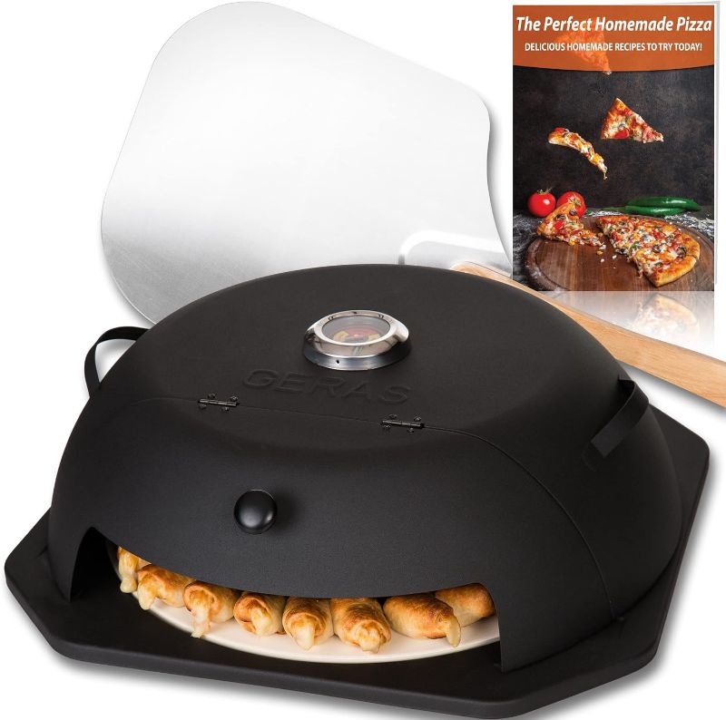 Photo 1 of ** HAS DAMAGE** HeatGuard Pro Geras Pizza Oven for Grill - Grill Top Pizza Maker For Outside - 15" Pizza Stone, Pizza Peel Kit - Outdoor Portable Backyard BBQ Pizzas Maker Charcoal Grill, Pellet, Propane Gas Wood
