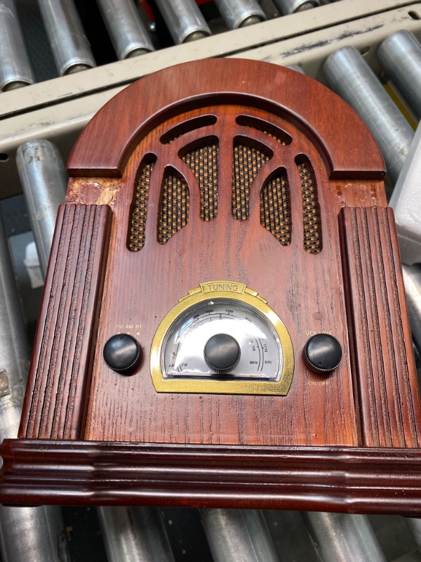 Photo 3 of ClearClick Retro AM/FM Radio with Bluetooth - Classic Wooden Vintage Retro Style Speaker