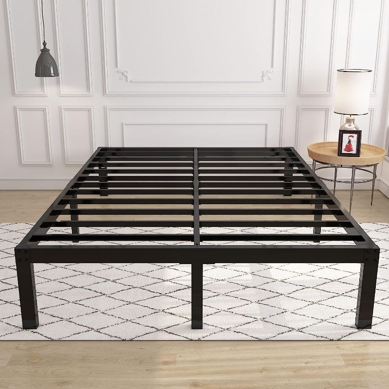 Photo 1 of 14 Inch 4000lbs Heavy Duty Support Basic Bed Frame/Mattress Foundation/Box Spring Replacement/Steel Slat Platform/Easy to Assemble/with Storage/Noise Free, Queen
