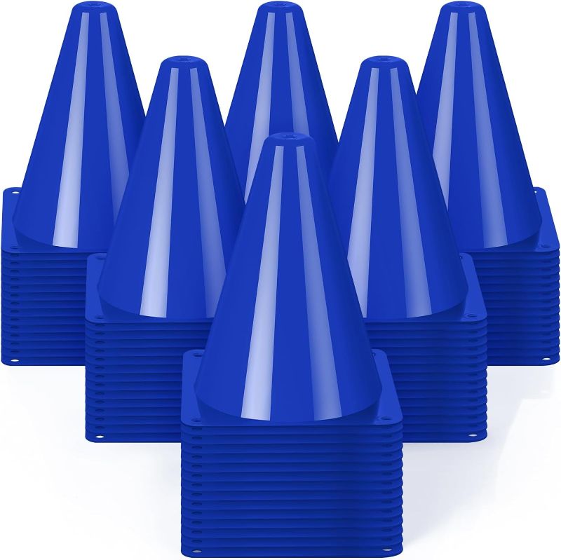 Photo 1 of 100 Pcs 7 Inch Small Sports Training Cones Mini Plastic Traffic Cones Driving Practice Cones Agility Marker Cone for Soccer Skating Basketball Football Indoor Outdoor
