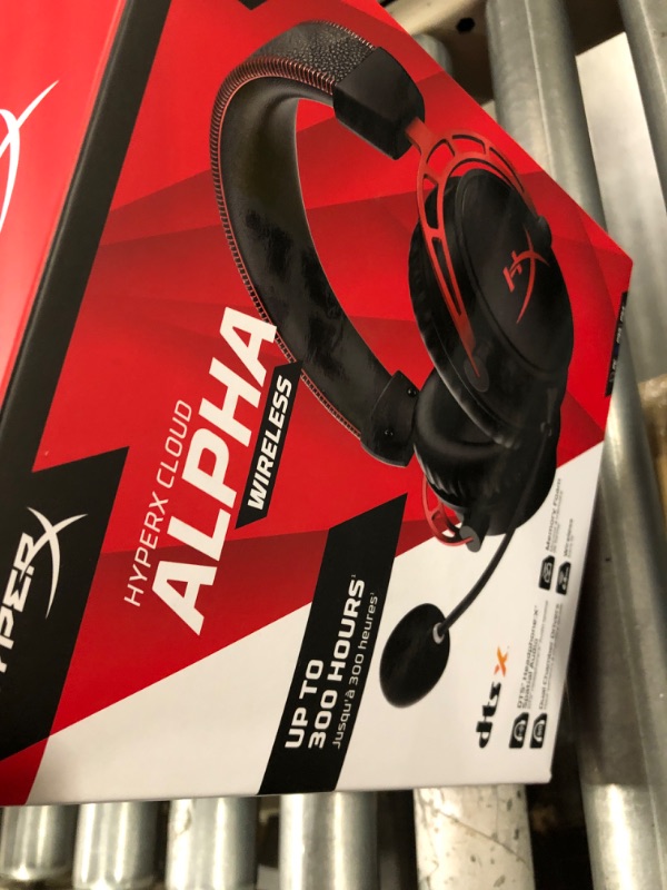 Photo 2 of HyperX Cloud Alpha Wireless - Gaming Headset for PC, 300-hour battery life, DTS Headphone:X Spatial Audio, Memory foam, Dual Chamber Drivers, Noise-canceling mic, Durable aluminum frame Red Wireless Cloud Alpha Headset