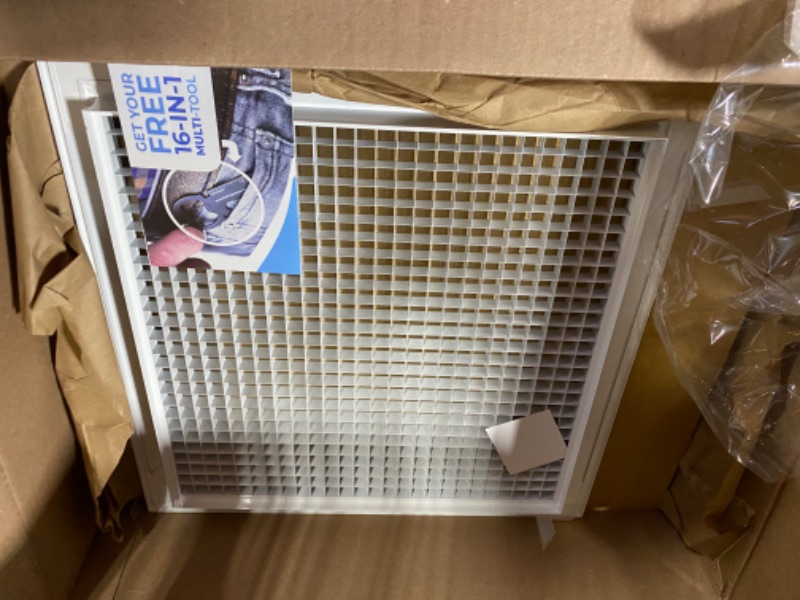 Photo 3 of 14" x 14" Cube Core Eggcrate Return Air Grille - Aluminum Rust Proof - HVAC Vent Duct Cover - White [Outer Dimensions: 15.75 X 15.75]