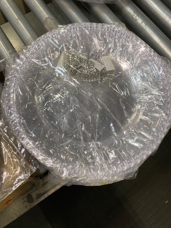 Photo 2 of **USED**  MYEventProducts 8 Pack | 13 inch Clear Charger Plates | Fancy Charger Plates for Wedding Reception| Heavy Duty, Durable & Sturdy  Chargers for Dinner Plates | Party Supplies (CLEAR)