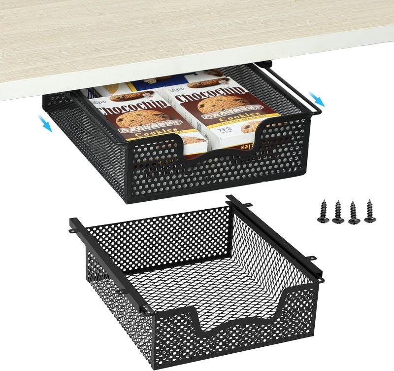 Photo 1 of JKsmart 2-Pack Hanging Pullout Drawer Basket, K-Cup Holder Drawer, Coffee Pod Holder For Counter, Wire Basket Attaches to Shelf, Space Saving for Kitchen Counter Pantry Cupboard
