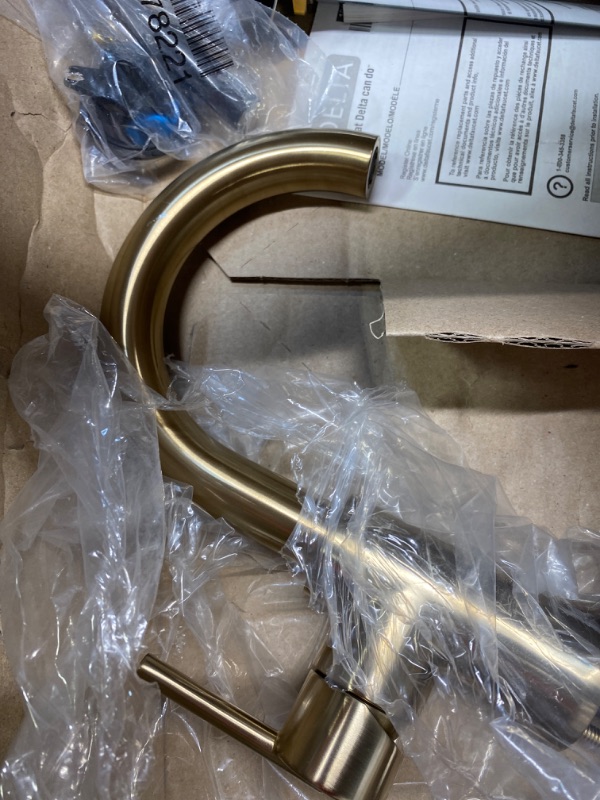 Photo 4 of **MISSING PARTS** Delta Faucet Trinsic Single Hole Bathroom Faucet, Gold Bathroom Faucet, Single Handle, Diamond Seal Technology, Drain Assembly, Champagne Bronze 559HA-CZ-DST Champagne Bronze Swivel Spout Standard Handle