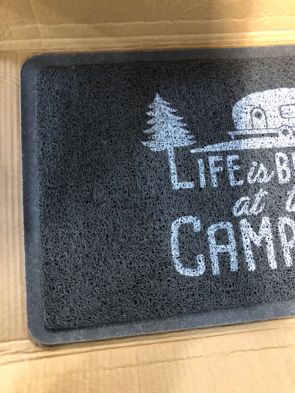 Photo 3 of Camco Life Is Better At The Campsite Scrub Mat - Grey/White