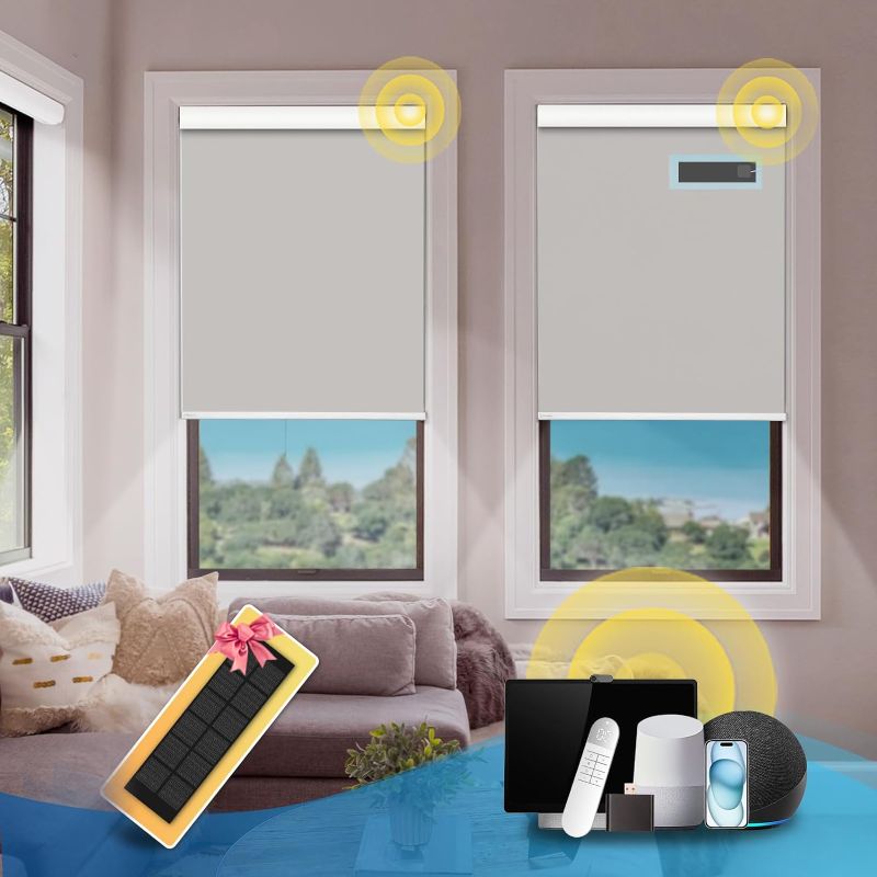 Photo 1 of (READ FULL POST) Motorized Blinds with Remote,Thermal Electric Blinds?Solar Panel?,Customizable Automatic Roller Shades, Blackout Remote Control Blinds for Windows Upgrade to Smart Blinds, Black,23" W x 72" H C-black 23 x 72