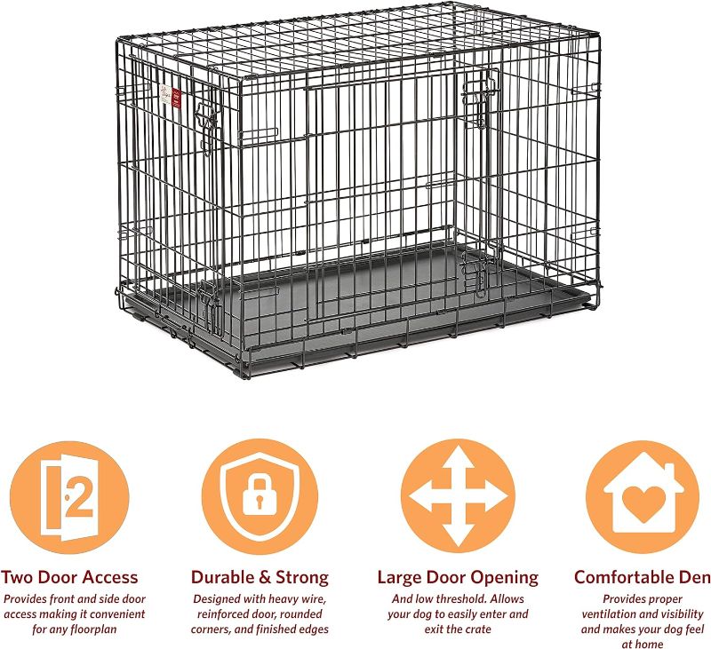 Photo 3 of (NON-REFUNDABLE) MidWest iCrate Double Door Fold & Carry Dog Crate, 36" x 23" x 25"