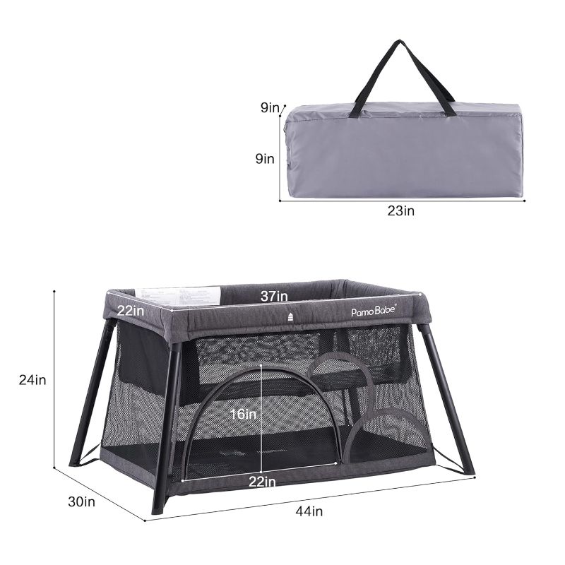 Photo 3 of (READ FULL POST) Pamo Babe Travel Crib, Portable Crib for Baby Lightweight Baby Travel Playpen, Foldable Travel Playard with Comfortable Mattress for Babies (Grey)
