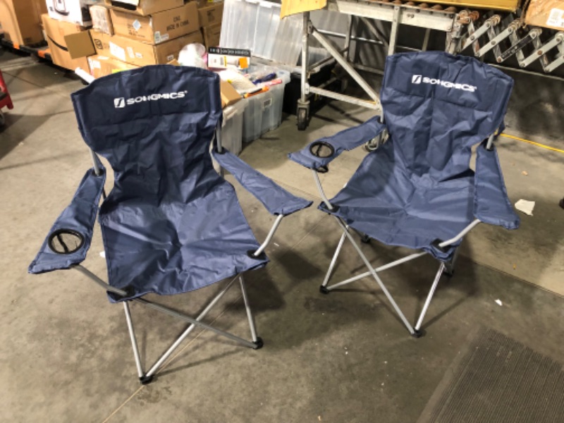 Photo 2 of ***USED - NO PACKAGING - SEE PICTURES***
SONGMICS Set of 2 Folding Camping Chairs, Comfortable, Heavy Duty Structure, Max. Load Capacity 330 lb