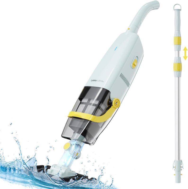 Photo 1 of 2024 Upgraded) Lydsto Handheld Pool Vacuum with Telescopic Pole, Cordless Rechargeable Pool Vacuums Cleaner