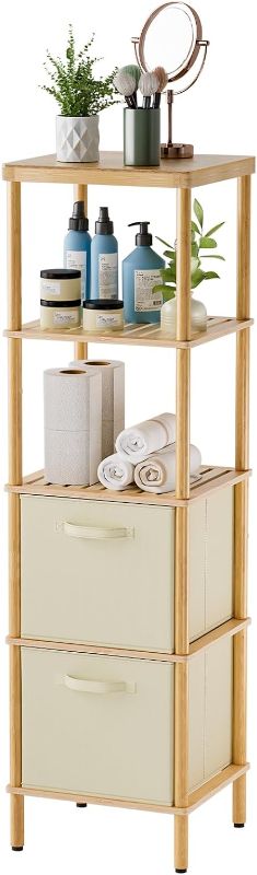 Photo 1 of AmazerBath Bathroom Storage Shelf, 5-Tier Bamboo Bathroom Shelf, Multifunctional Shelving Unit for Living Room Bedroom Kitchen