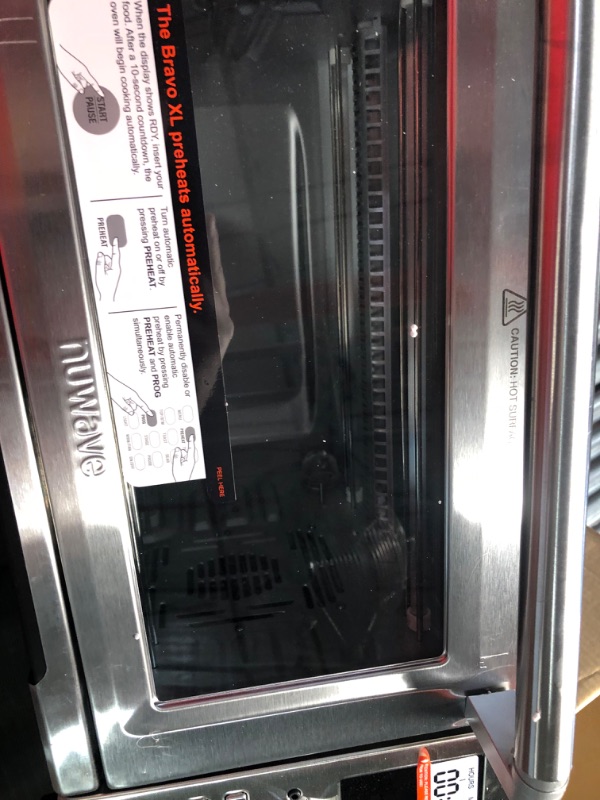 Photo 3 of (PARTS ONLY/ NO REFUNDS) Nuwave Bravo Air Fryer Toaster Smart Oven, 12-in-1 Countertop Convection, 30-QT XL Capacity, 50°-500°F Temperature Controls, Top and Bottom Heater Adjustments 0%-100%, Brushed Stainless Steel Look