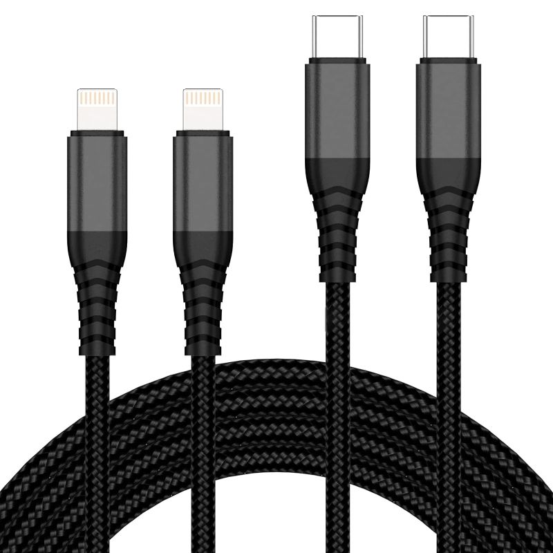 Photo 1 of *NON REFUNDABLE BUNDLE*
USB C to Lightning Cable, 6FT+9FT [MFi Certified] 20W iPhone Fast Charger Sync Nylon Braided Type C Charging Cord Compatible with iPhone (2pack bundle/4 total)