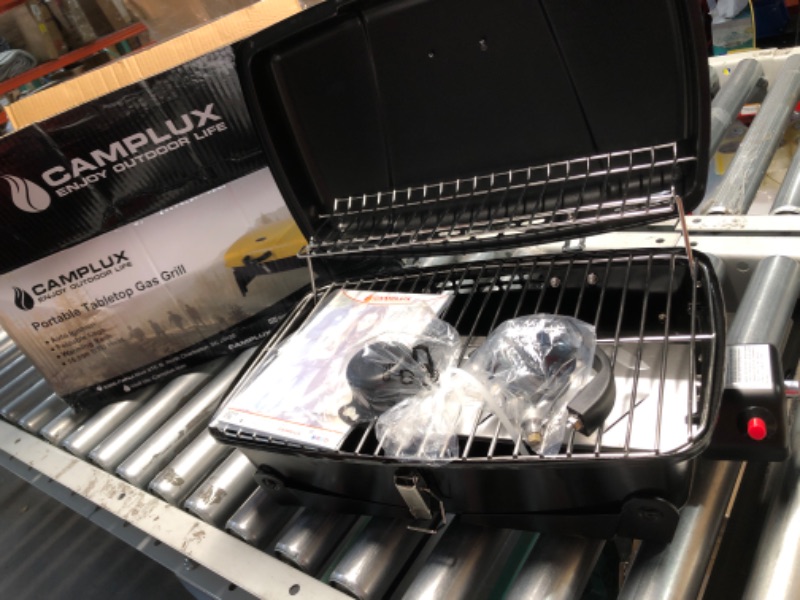 Photo 1 of CAMPLUX Small Propane Grill 10,000 BTU, Portable Propane Grills 189 Square Inches, BBQ Tabletop Gas Grill for Camping, Picnic, RV Travel, Outdoor Cooking, Black