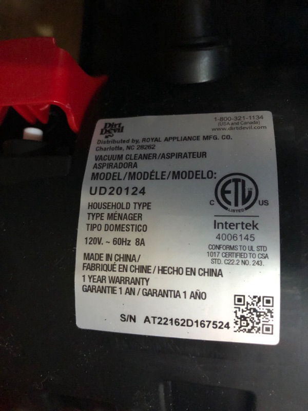 Photo 5 of ***BRUSH WONT SPIN***
Dirt Devil Endura Reach Bagless Upright Vacuum Cleaner, UD20124, Red