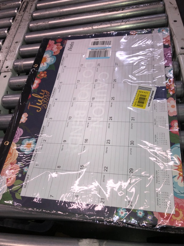 Photo 2 of Desk Calendar 2023-2024 - July 2023 - December 2024, Large Desk Calendar 2023-2024, 22" x 17", 18 Monthly Desk Calendar with Corner Protectors, Large Ruled Blocks & 2 Hanging Hooks - Blue Floral Large Size - 22'' x 17'' desk calendar