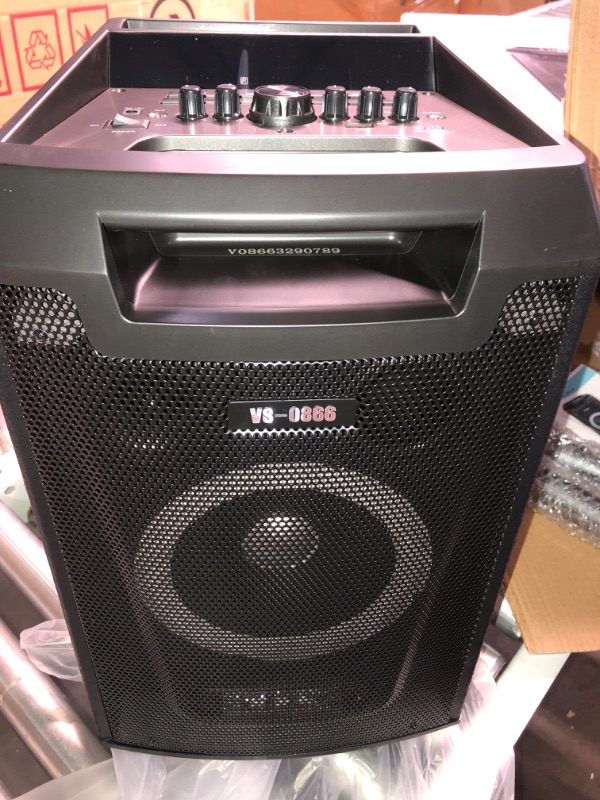 Photo 4 of (minor damage) ( no returns) 
Karaoke Machine, Bluetooth Speaker PA System for Adults & Kids with 2 Wireless Microphones, 8'' Subwoofer, Wireless Singing Machine for Christmas Party, Wedding, Gathering(VS-0866)