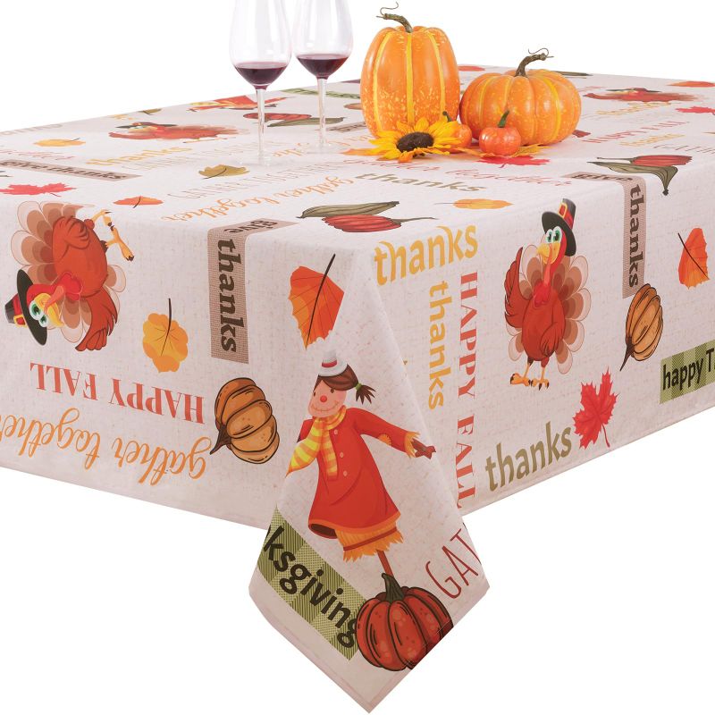 Photo 1 of **NON REFUNDABLE PACK OF 2**
Fall Tablecloth Square 55x55 inch Cute Turkey