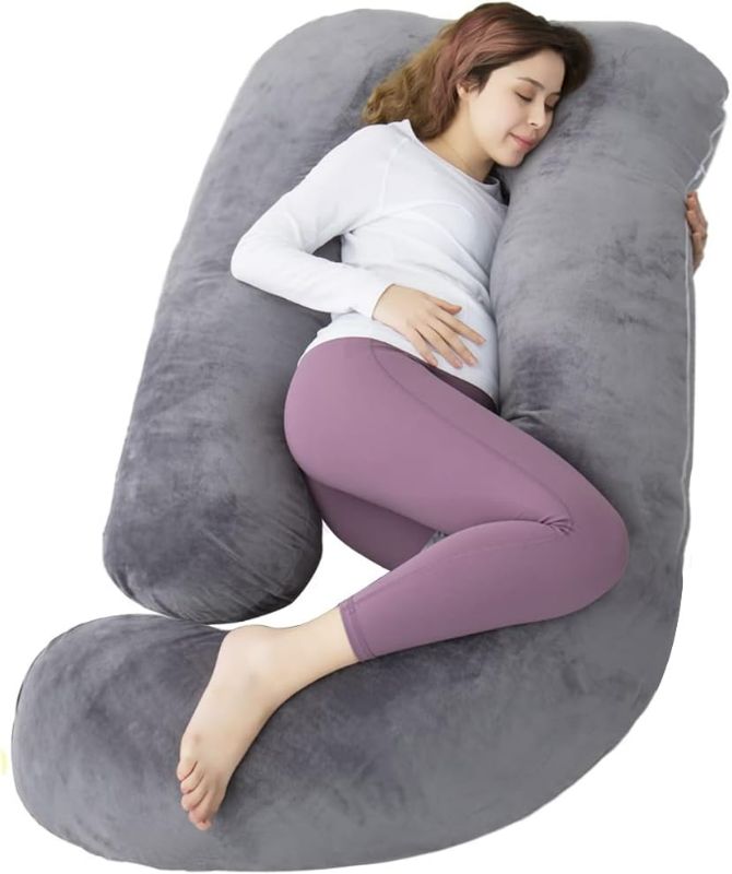 Photo 1 of (SIMILAR TO STOCK PHOTO) Pregnancy Pillows for Sleeping, Side Sleeper Pregnancy Must Haves, Maternity Pillow for Pregnant Women, Full Pregnant Pillow with Removable Velvet Cover, Grey