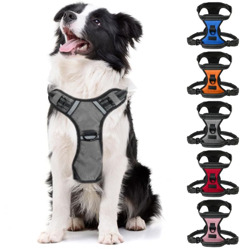 Photo 1 of *MISC. 2 PACK* Gorilla Grip No Pull Comfortable Durable Dog Harness with Handle, Pet Leash Clips on Chest or Back for Walking, Padded Mesh Pets Vest, Adjustable Reflective Straps, Puppy Training, Gray MISC. SIZES