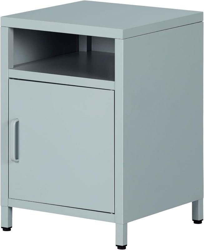 Photo 1 of *MINOR DAMAGE* South Shore Sweedi Metal 1-Door Nightstand, Light Blue