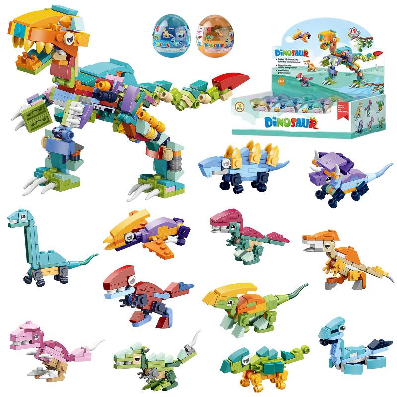 Photo 1 of 12-in-1 Dinosaur Building Blocks Sets with Easter Eggs