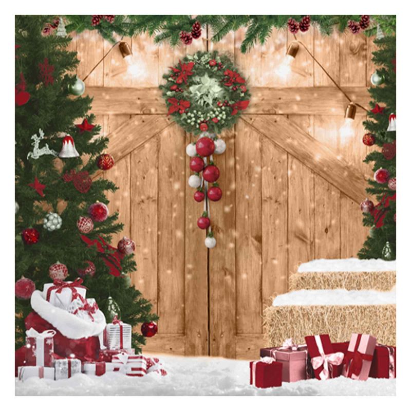 Photo 1 of **NON REFUNDABLE PACK OF 2**
Allenjoy 6 x 6 FT Rustic Christmas Barn Door Backdrop for Photography